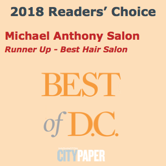 Michael Anthony Salon Best Hair Salon 2018 Runner Up” width=