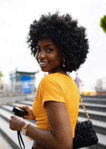 Attractive African American Woman with Curly Natural Hairstyle